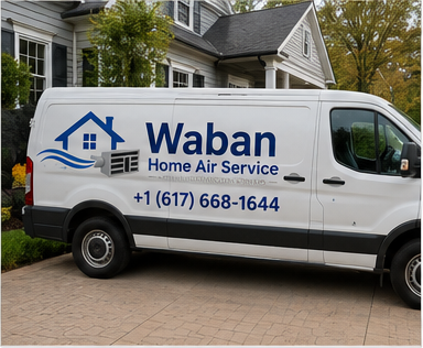 Waban Home Air Service service van on the road near Newton, MA