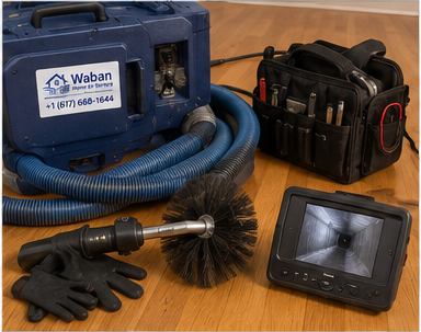 HEPA-filtered air duct cleaning equipment used by Waban Home Air Service
